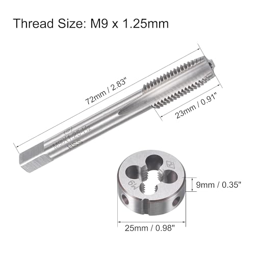 TOP-VIGOR M9 x 1.25mm Metric Tap and Die Set, Machine Thread Screw Tap with Round Threading Die - Image 2