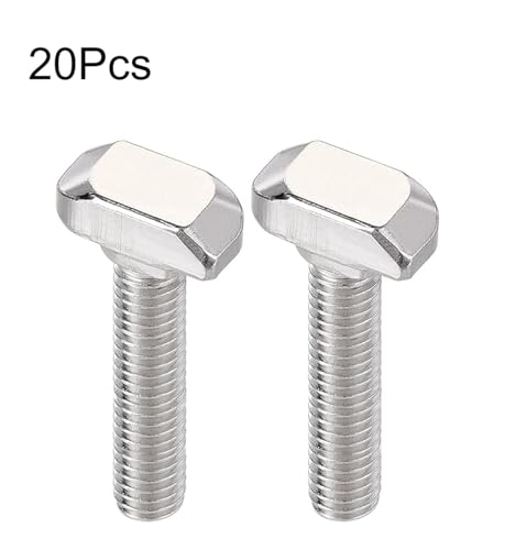 Image of M6 x 30mm T-Slot Drop-in Stud Sliding Bolts, Carbon Steel Hammer Head Bolt T Screw, T-Bolt T Shape Stud Sliding Screw for 30 Series Aluminum Profile, 20PCS