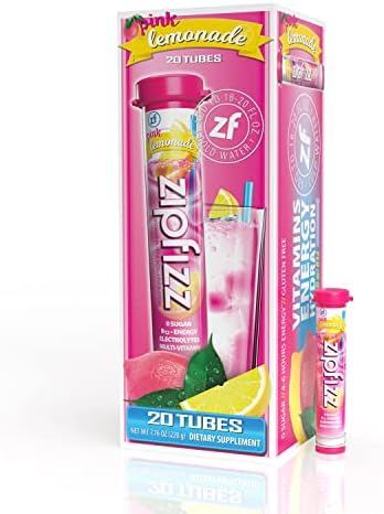 Zipfizz Energy Drink Mix, Electrolyte Hydration Powder with B12 and Multi Vitamin, Pink Lemonade (20 Pack)