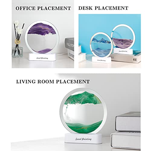 Yinhamnl Moving Sand Art,360° Rotating Hourglass Decoration Table Lamp, 3D Hourglass Deep Sea Sandscape, Quicksand Decor, Rgb Color Changing Sand Liquid Motion Desk Lamp, Home Desktop Decor (Blue) #TOP4