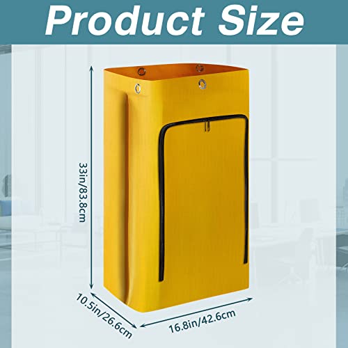 Image of Meanplan 1 Pack Cleaning Cart Bag Zippered Front Replacement Janitorial Cart Thick Bag Large Capacity Commercial Cleaning Bags for Housekeeping Carts, Yellow (33 x 16.8 x 10.5 Inch)
