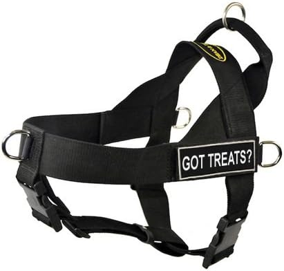DT Universal No Pull Dog Harness, Got Treats?, Black, X-Small, Fits Girth Size: 21-Inch to 25-Inch