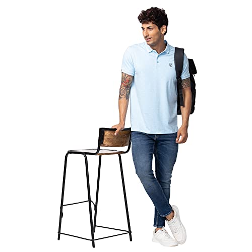 Image of Spykar Men's Slim Fit Polo Neck Half Sleeve Printed Casual T-Shirt