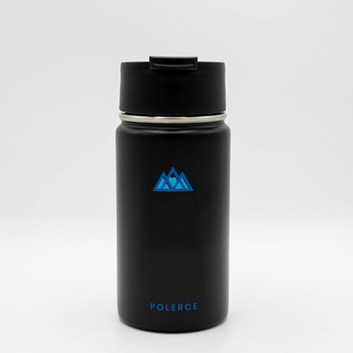 Polerce - Taza de viaje de acero inoxidable para café de 12 onzas aislada al vacío botella de boca ancha con aislamiento térmico de doble pared sin