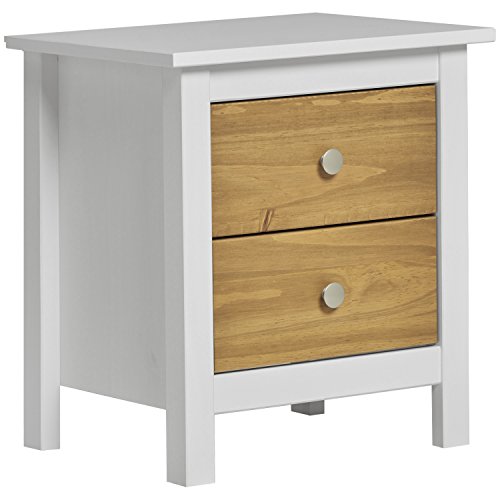 VS Venta-stock Mesita de Noche Bonnie Blanco 2 cajones en Cera, guías metálicas, 46 X 35 X 49,5 CM