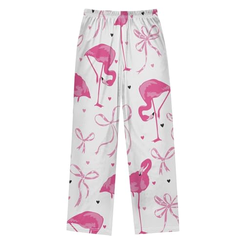 Flamingo Bow Boys Pants Boys Athletic Pants Long Pant for Boy with Pockets Wide-Leg Size 6-14Y2