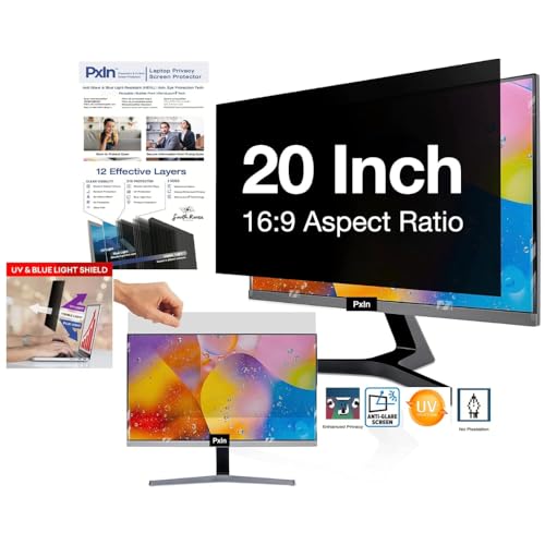 Image of PxIn 20 Inch (16:9) Privacy Screen Filter | No Eye Strain | Anti-Glare & Blue-Light UV, Anti Scratch, No Dry Eyes |