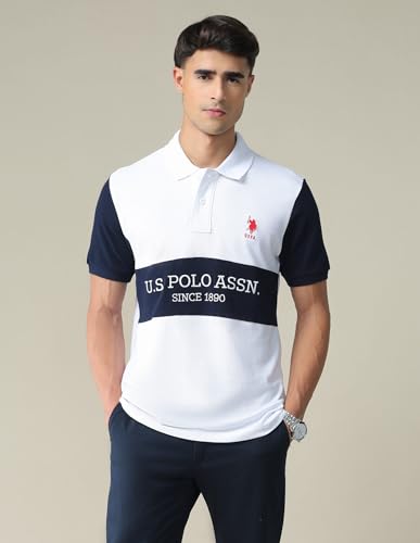 Image of U.S. POLO ASSN. Solid Slim Fit Polo T Shirts for Men - 100% Cotton, Half Sleeves Mens Tshirt