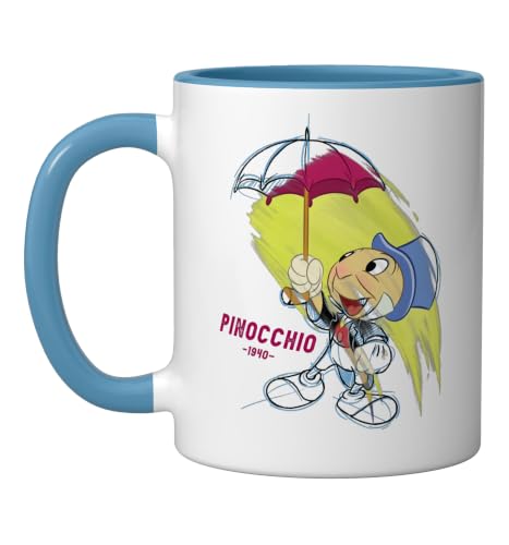 Disney Ink and Paint Jiminy Cricket from Pinocchio 1940 Ceramic Mug, Blue/White, 11oz
