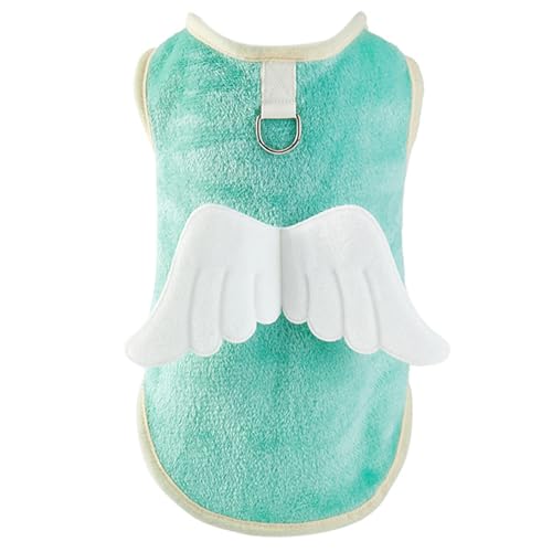 YUELER Chaleco peludo liso para perros pequeños a grandes, ropa suave de color sólido, pijama de primavera con alas de dibujos animados