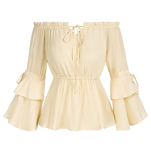 SCARLET DARKNESS Viktorianische Damen Edwardianische Bluse V-Ausschnitt...