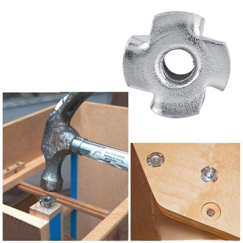 T-Mutter M4 Verzinkter Kohlenstoffstahl 50 Stück Vierkrallennut Holzverbindungen CNC-gefräst Möbelbau Zimmereibedarf Industriemontage​