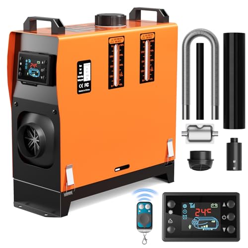 Diesel Heater 12V 8KW with 1.32 Gal Fuel Tank and Remote Control, All in One Air Heater for RV, Truck, Boat, Camper, Car (Orange)