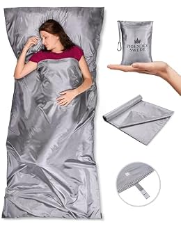 The Friendly Swede Sleeping Bag Liner - Cold Weather Microfiber or Ultralight Polyester Adult Sleep Sack in 3 Sizes- for Hotel and Camping Sheets - Travel Sleeping Bag with Pocket-Size Stuff Sack