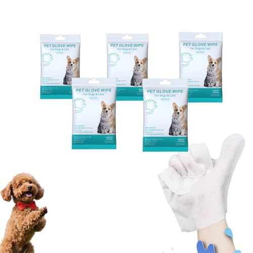 Rinse-Free Dog Shampoo Mitts, Hypoallergenic Pet Bath Wipes, Cat Wipes Cleaning Fur and Butt, 6 Packs, Easy Wipe Paws and Body, 
