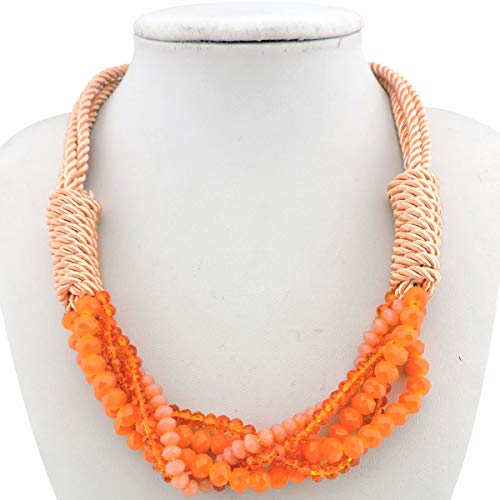 Firstmeet Women's Multi Strand Chunky Glass Beads Orange Rope Collar Necklace (Xl-1013-Orange) #TOP5