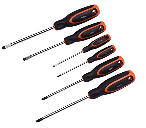 Edward Tools PRO Magnetic Screwdriver Set of 6 Screwdrivers - 3 Slotted 3 Phillips - Magnetized Heavy Duty CRV Tight Bite Non Rust Tips - Screwdriver Sets include ErgoGrip Handles