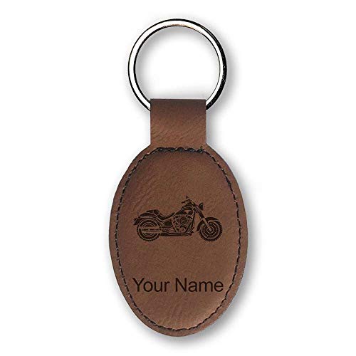 Personalized Motorcycle Oval Keychain