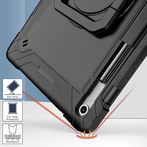 Image of Case for Samsung Galaxy Tab S10 FE+ /S10 FE Plus 13.1 Inch 2025 Released - Heavy Duty Impact Resistant Case Cover with Rotating Ring Stand (Black /Black)