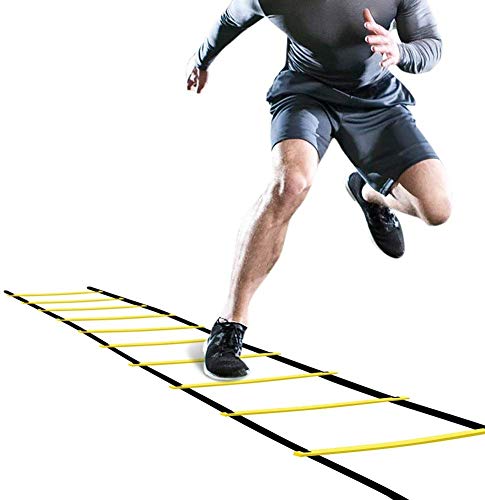 HCE Agility Ladder with Carry Bag - Hurdle Training Equipment for Quick Foot Exercise, Mental Alertness, Balance, Coordination for Football, Soccer, & Baseball （ 8-Mtr）