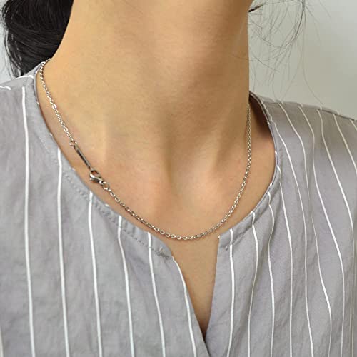 2MM Stainless Steel Necklace - Thin Cable Chain for Women & Men, Silver Chains for Pendant Addition or Alone - 16-30 Inch Available4