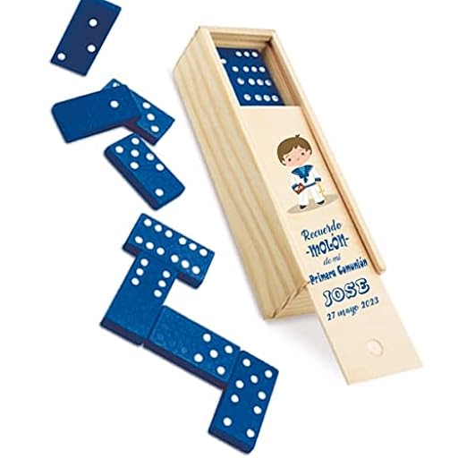 Lote de 5 Dominós de Madera Personalizados - Regalos para Comuniones, Bautizos y Bodas - Grabados a Color con Tu Mensaje Especial (Comunion niño) | Ya disponible en tu tienda friki favorita! En mundofriki.es!