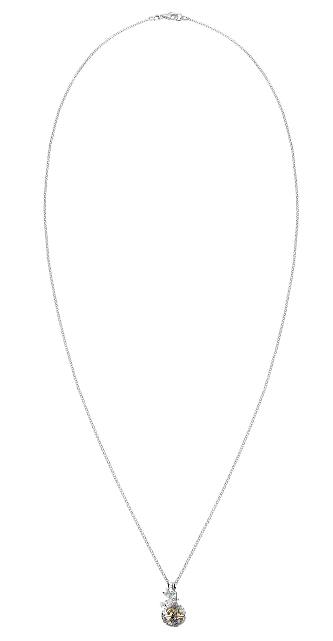 Nenalina EFS-040 - Collar de 80 cm con llamador de ángeles, incluye bola y alas de ángel, colgante de plata de ley 925