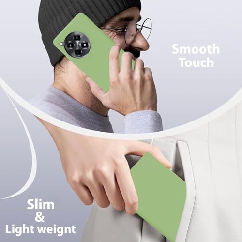 Image of LIRAMARK Liquid Silicone Soft Back Cover Case for OnePlus 12R 5G (Mint Green)