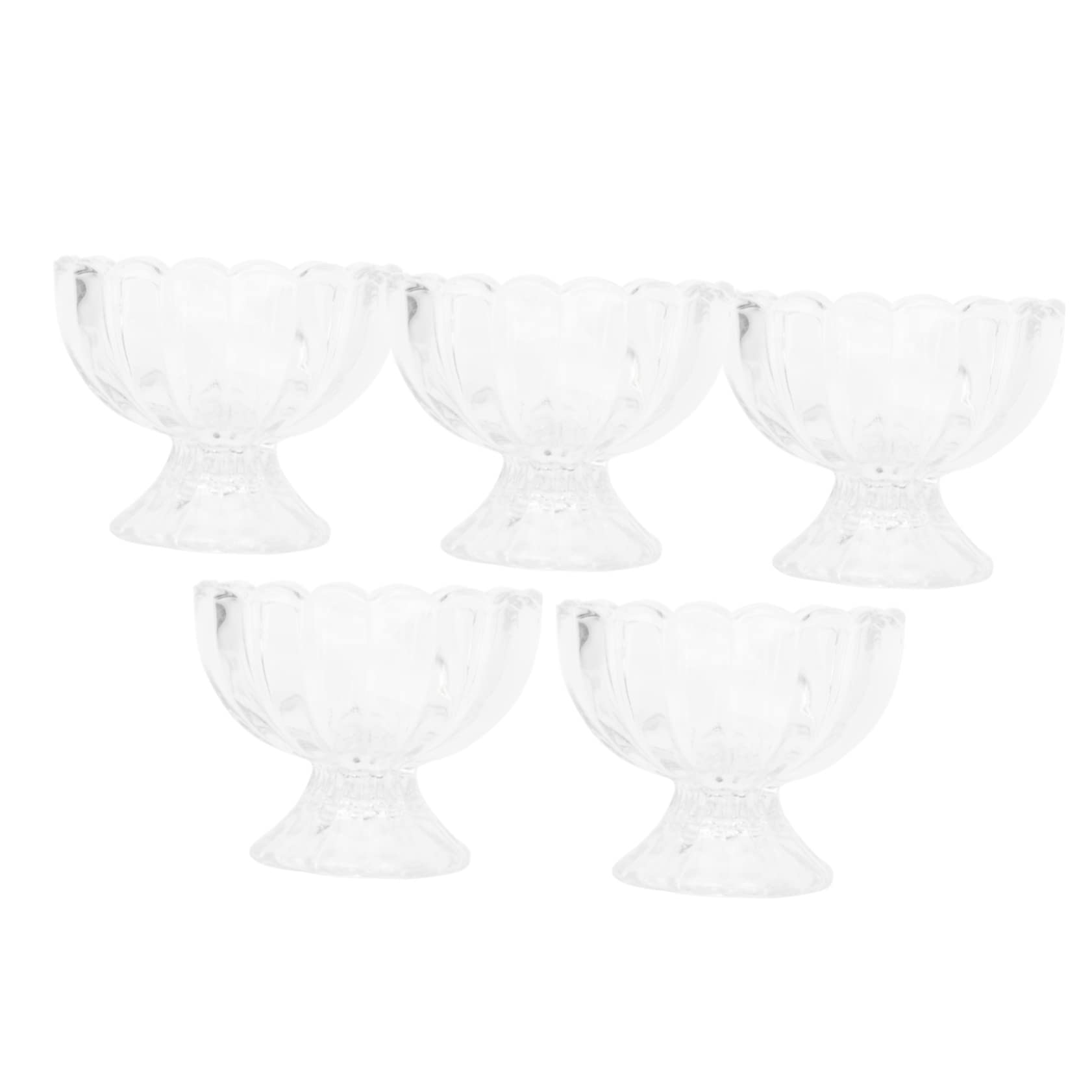 PRETYZOOM 5piezas Tazón de Pudín de Helado Taza de Vidrio Transparente Taza de Loto para Helado y Pudín Fiestas o Desayunos