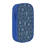 実験器具 化学式背景ペンケース 筆箱 筆袋 鉛筆のサック 中高校生 軽量 学生 子供 誕生日 入学ギフト 大容量 ダブルレイヤーBlue