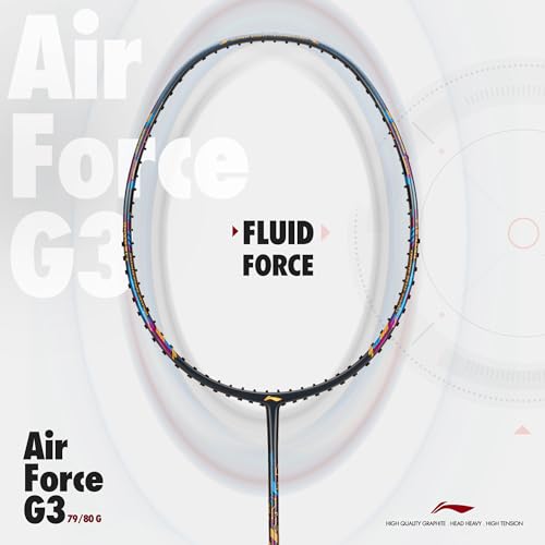 Li-Ning Air Force G3 Badminton Racket with Full Cover | Max Tension : ≤30 lbs | Superlight Technology | Aerotec Beam | Dynamic Frame