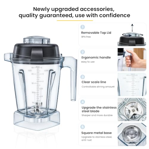 Image of Pure Realm 48oz Low Profile Blender Pitcher Container Cup for 5200,6000,6300,5300,750