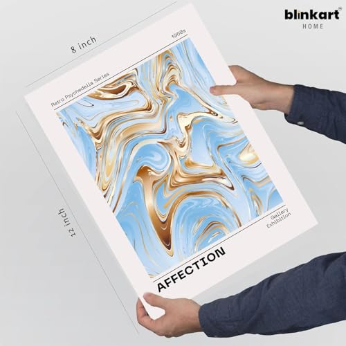 Image of BLINKART Matise Blue Aesthetic Modern Art Walls With Frame | Natural Wood Texture | Living Room Bedroom Office Wall Decoration | Poster Home Decor Frames Wall Bedroom | 12x8 Inches (D79)