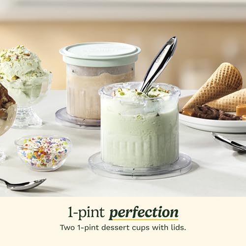 Image of FastFreeze MAX Ice Cream Maker Dessert Cups 2-Pack - 1-Pint Freezer Cups with Lids, Dishwasher-Safe, Compatible with ICE-FD50 for Homemade Ice Cream, Sorbet, Smoothies & Frozen Desserts