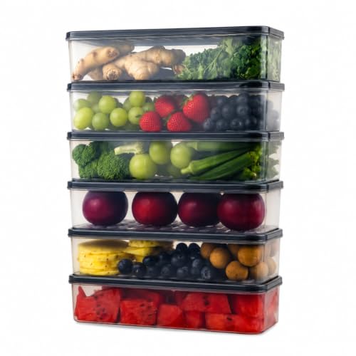 Image of ATTRO Stack & Store Airtight Plastic Storage Containers for Kitchen, Pantry & Fridge, 1200ml Food Storage Jars for Pulses, Cereals & Dry Foods- Set of 6