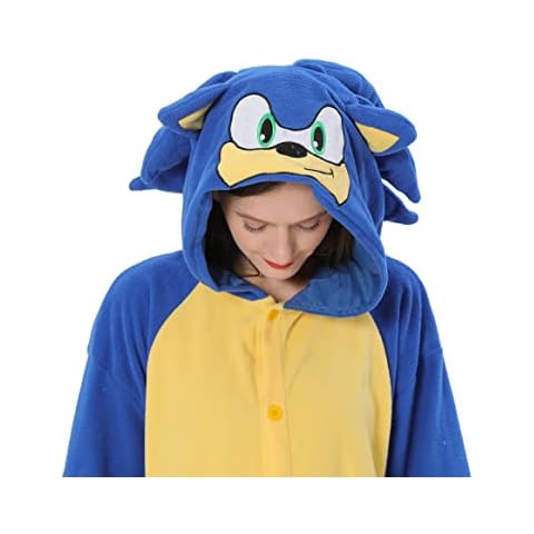 LorranTree Relaxo Costume Sonic Onesie Jumpsuit Animal Relax Costume Women Men Pyjamas Fancy Dress Halloween Pyjamas Cosplay Adult Carnival Onesie, blue, XL Cover