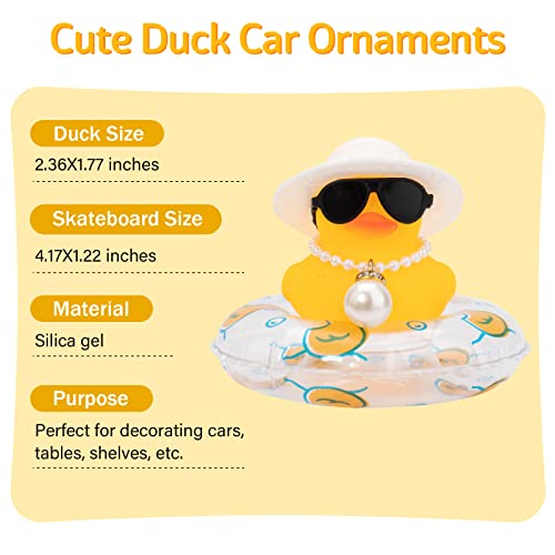 Image of wonuu Car Rubber Duck, Yellow Duck Decoration Dashboard with Sun Hat Swim Ring Necklace Sunglasses for Car Dashboard Decorations