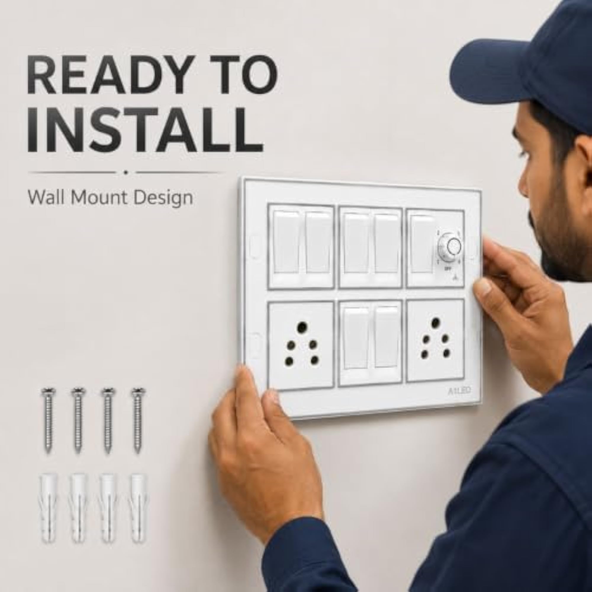 12 Module Modular Switch Board with Box, Silver Line