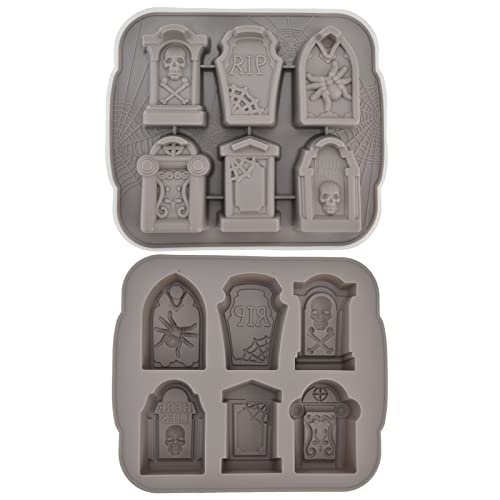 Molde para hielo 6 cavidades silicona gris Halloween miniatura 7