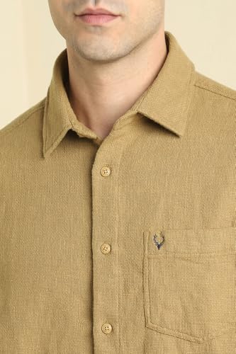 Image of Allen Solly Men's Textured Casual Shirt | Drop Shoulder | Half Sleeve | Relaxed Fit | Casual & Streetwear Style