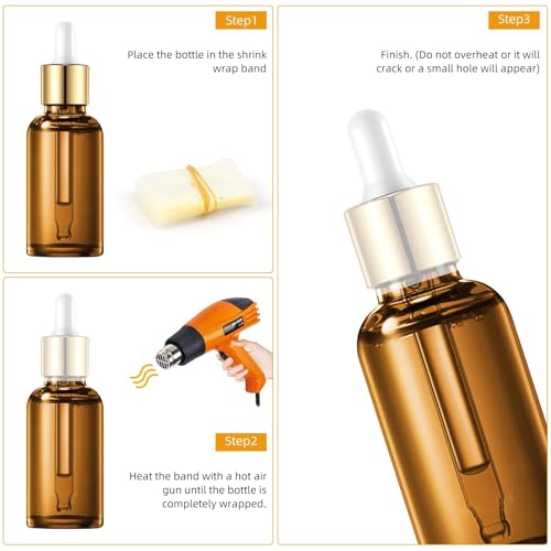 Image of 600PCS Clear PVC Shrink Wrap, 1.73 X 1.18 Inch PVC Heat Shrink Wrap, Plastic Heat Shrink Band Cap Seal /Clear Perforated Heat Shrink Wrap for Travel Cosmetic Bottle, Plastic Shrink Wrap for Jar, Can