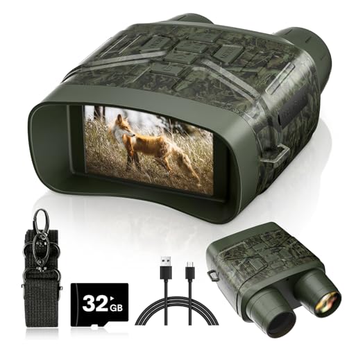 HEXEUM Night Vision Goggles for Adults, 3' HD Screen, 5000mAh Rechargeable Night Vision Binoculars with 32GB Card & 4K Video Recording for Wildlife, Hunting, Security