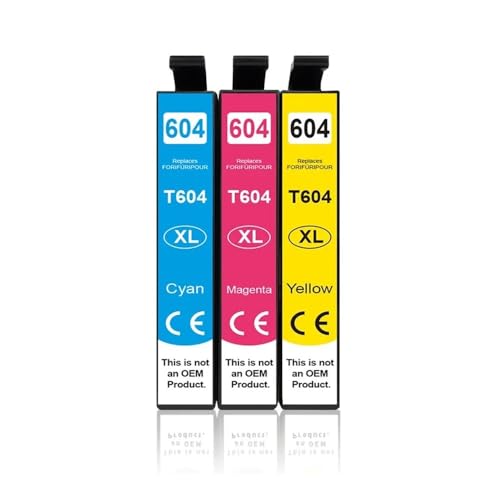 JHwXsZ Cartucho de tinta compatible con Eps 604XL T604 para impresora XP 2200 2205 3200 3205 4200 4205 WF 2910 2930 2950 T604XL (3 unidades)