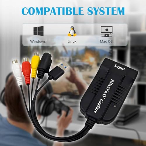 Tarjeta de captura de video 1080P HD 30 fps con entradas HDMI RCA y S-Video 5