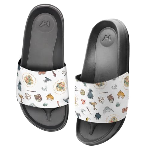 Popfunk Harry Potter Sketched Icon Pattern Unisex Adult Slides Adjustable Flip Flop Sandals Officially Licensed Hypd Slydr Switch™3