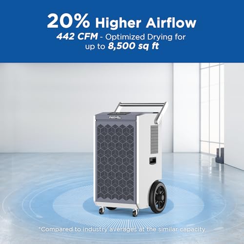 260 Pints Commercial Dehumidifier with Pump and Drain Hose for Basements, Heavy Duty Commercial Grade Dehumidifiers for Large Spaces, Warehouse, Industry Water Damage Unit, Auto Defrost