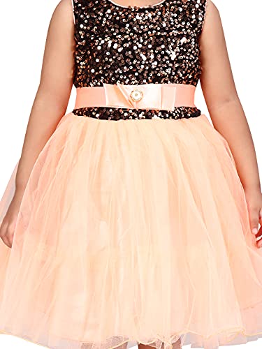 Image of MUHURATAM Girl's Net Fit and Flare Knee-Length Dress
