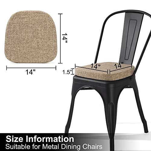 Tromlycs 14X14 Metal Chair Cushions Pads Set Of 2 For Tolix Metal Chairs Small Seat Cushions 14 Inch Linen #TOP1