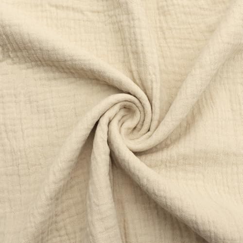 David accessories Cotton Double Layers Gauze Fabric by The Yard 39x53inch Crinkle Fabric Crafts Home Dcor Photoshoots DIY Projects (Beige)