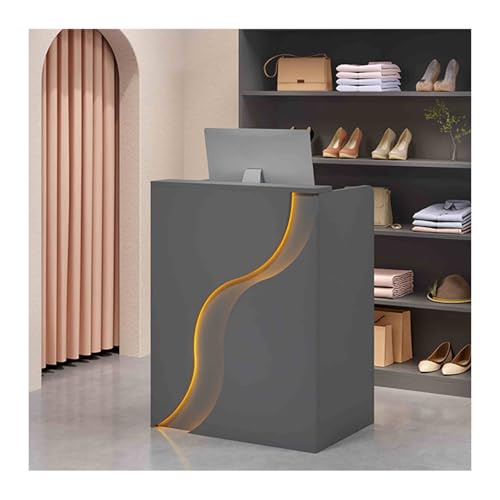 Generico Banco Reception Moderno, Ampio bancone Frontale con Pannello Ecologico, Design Elegante per Ufficio e attività Commerciali (Grigio, 80 cm), Perfetto per spazi p